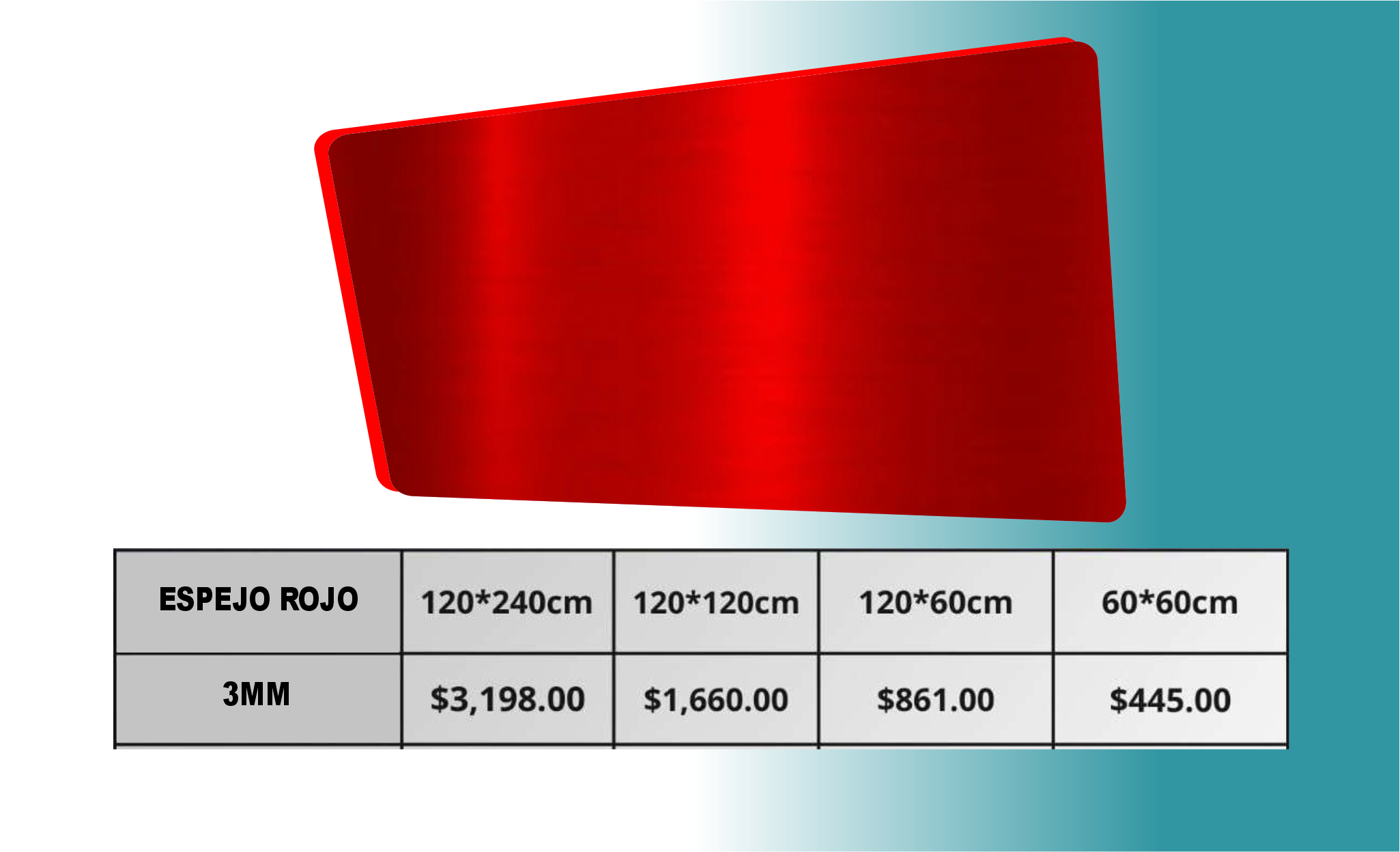 Acrílico Espejo Rojo