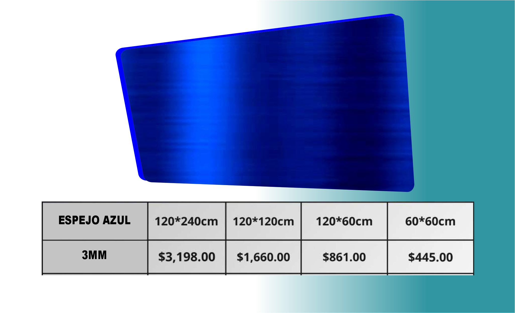 Acrílico Espejo Azul Rey