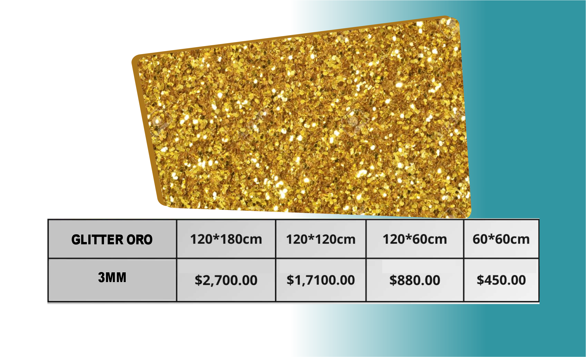 Acrílico Glitter Oro
