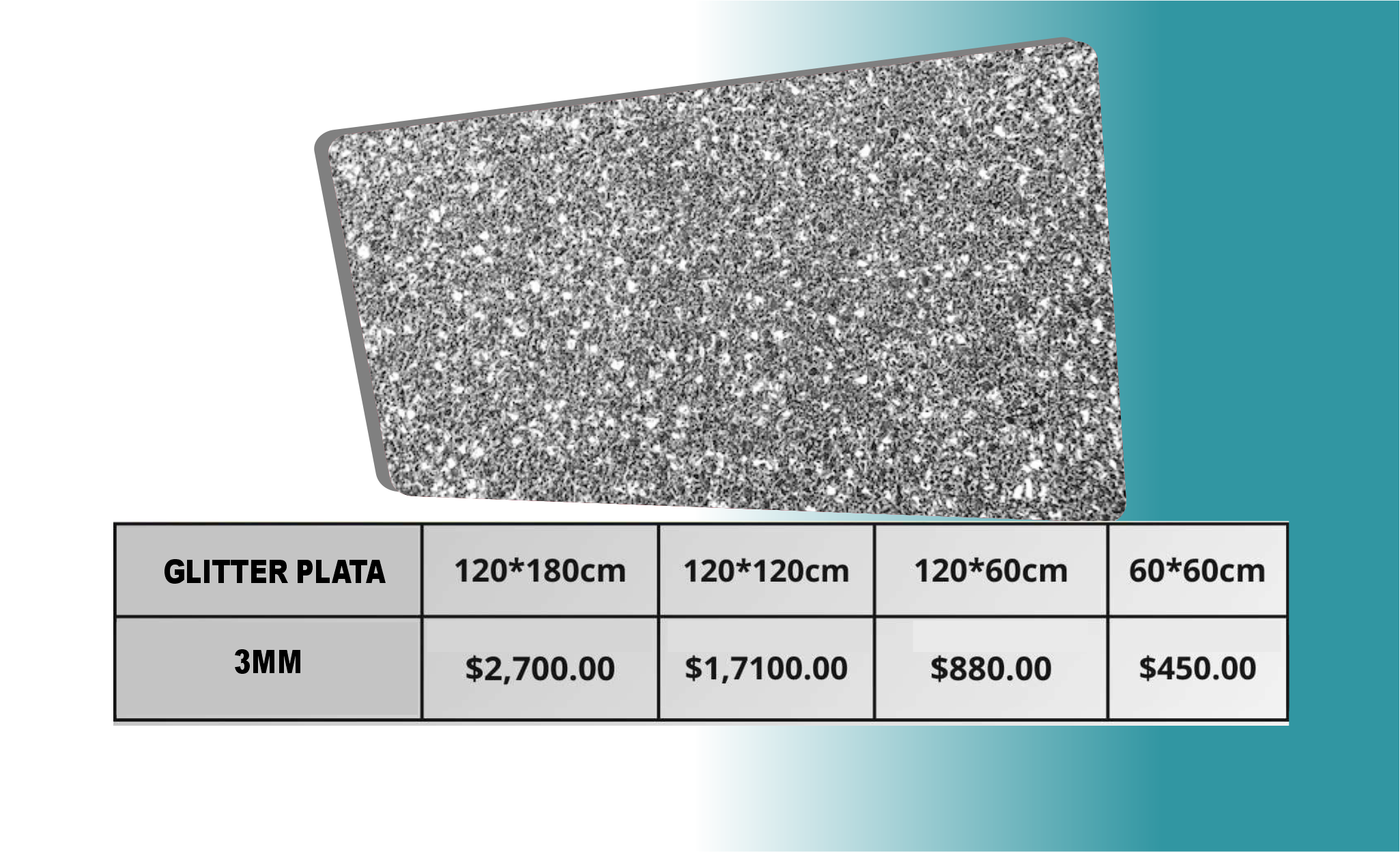 Acrílico Glitter Plata
