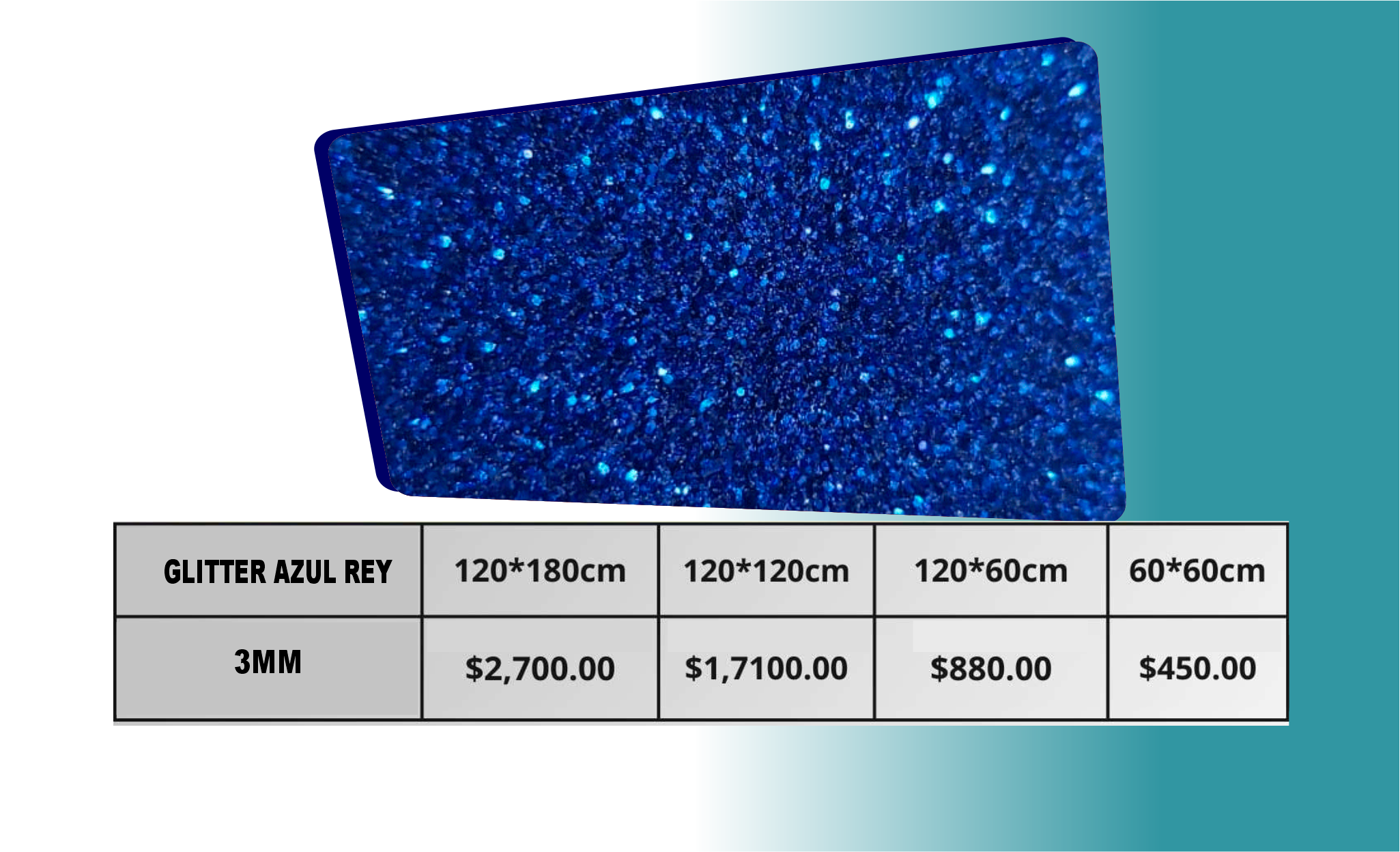 Acrílico Glitter Azul Rey