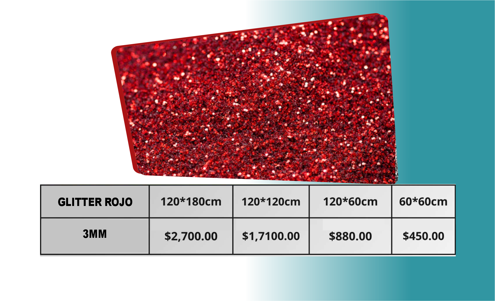 Acrílico Glitter Glitter Rojo